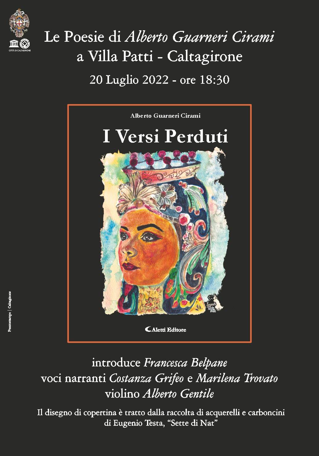 A Villa Patti le poesie di Alberto Guarneri Cirami con “I versi perduti”