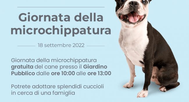 Domenica 18 settembre, alla Villa comunale, Giornata della microchippatura gratuita del cane. L’assessore Lara Lodato: “Momento importante anche per diffondere una corretta cultura cinofila”
