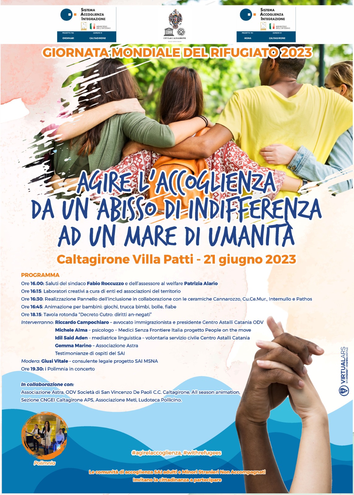 Mercoledì 21 giugno, a Villa Patti, la Giornata mondiale del rifugiato 2023 “Agire l’accoglienza. Da un abisso di indifferenza a un mare di umanità”