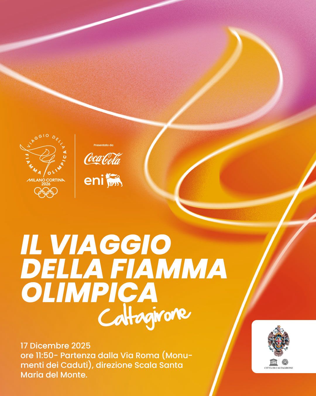 Questo mercoledì 17 dicembre la Fiamma Olimpica a Caltagirone, in un percorso tra le quinte barocche del centro storico patrimonio Unesco. L’Amministrazione comunale: “Uno storico evento per celebrare i valori dello sport e dell’essere comunità”